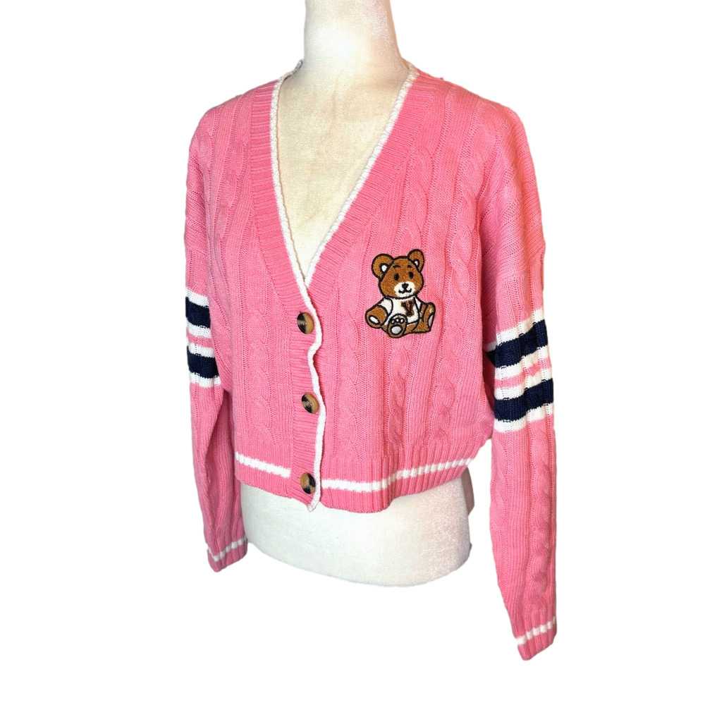 Streetwear Society pink teddy bear cardigan